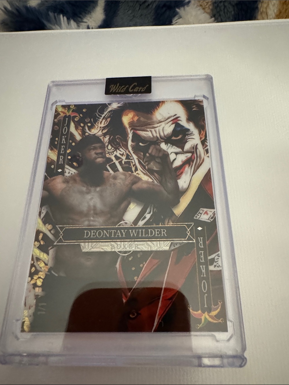 Deontay Wilder Joker Boxing Card in Clear Case - Black, Red, Gold